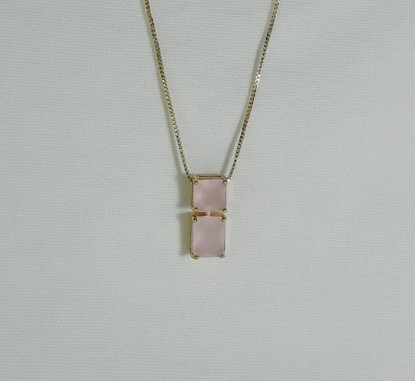 COLAR RETÂNGULO DUPLO ROSÉ - Image 2