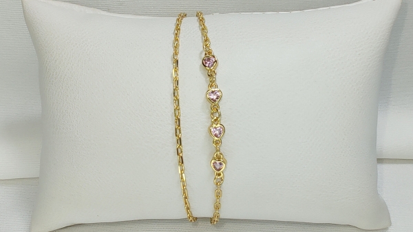 PULSEIRA DUPLA CORAÇÃO CRAVEJADA