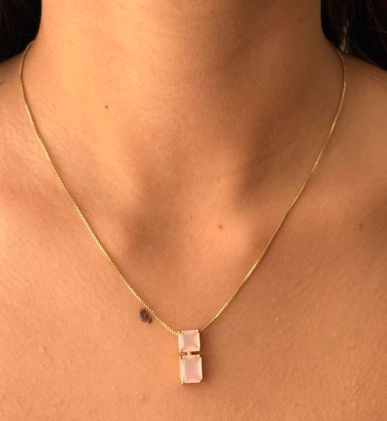 COLAR RETÂNGULO DUPLO ROSÉ